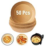 Air Fryer Disposable Paper Liner, 50 PCS Non-stick Disposable Air Fryer Liners (6.3 Inch) , Non-stick Parchment Paper, for Frying, Baking, Cooking, Roasting and Microwave - Unbleached, Oil-proof