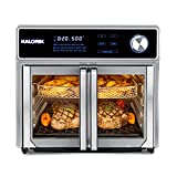 Kalorik MAXX® Air Fryer Oven Grill, 26 Quart, Digital Display, 22 Presets, 11 Accessories, Bonus Cookbook, Smokeless Indoor Grill and Air Fryer Oven Combo, Up to 500°F, 1700W, Black & Stainless Steel