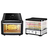 ROVSUN 17 QT 8-in-1 Air Fryer Oven Combo Digital LCD Touch Screen 1800W 9 Accessories and 5-Trays Food Dehydrator 300W with Digital Timer and Temperature Control, BPA Free ETL Listed