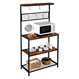ROVSUN Multiuse 4-Tier Metal Kitchen Bakers Rack , Microwave Storage Rack Oven Stand with Mesh Panel, Storage Organizer Workstation Industrial Style (33.3' x 15.8' x 66.93')