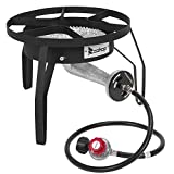 ROVSUN Propane Burners Outdoor Cooking Stove 200,000 BTU Output, High Pressure Single Wok Gas Cooker for Camping Tailgating Picnic Home Brewing, 0-20 PSI Adjustable Regulator