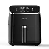 Sakuchi Air Fryer Large 5.8 Quart Air Fryers, 10-in-1 Digital Air Fryer Oven Cooker with 10 Preset Cooking Programs, LED Touch Screen, Non-Stick Tray Basket, Auto Shut-Off, Pot Dishwasher Safe, 1500W (Black) Best Women's Day Present Gift