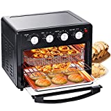 LERIZOM Air Fryer Toaster Oven, 6 Slice 25QT Convection Air fryer Countertop Oven, Fry Oil Free, Cooking Accessories Included, Large Toaster Oven Air Fryer Combo with Air Fryer, Roast, Bake, Broil, Reheat , Grey, 1700W