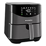 Air Fryer XL, 5.8 QT Hot Air Fryer Oven to Grill Bake Roast, 8-in-1 Large Family Size Airfryer with Digital Touch Screen, Non-Stick Basket and Recipe Book | Stainless Steel ETL/UL Cert, Black