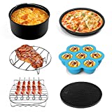 Ultenic Air Fryer Accessories, Set of 6, Fit Most 5.3Qt Air Fryer and Oven, BPA Free, Non-Stick, Dishwasher Safe, Cake &Pizza Pan,Metal Holder,Skewer Rack&5 Skewers,etc