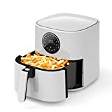 CROWNFUL 5 Quart Air Fryer, Electric Hot Oven Oilless Cooker，LCD Digital Touch Screen with 7 Cooking Presets and 53 Recipes, Nonstick Basket，1500W ETL Listed (White)