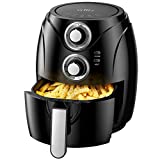 Willz Compact Small Air Fryer 2.6 Quart, Oil Free Quick Cook with Time & Temperature Control & Auto Shut Off Feature, Non-Stick Air Fry Basket, 1200W Black