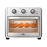Willz 6-in-1 Air Fryer Toaster Oven, Countertop Convection Oven Combo with Dehydrate, Broil, Bake Settings, Fits 12' Pizza, 6 Slice, 22L/23Qt, 1700W, Stainless Steel