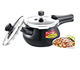 Prestige Deluxe Duo Plus Hard Anodised Handi Pressure Cooker With Stainless Steel Lid 3.0 Liters and Glass lid, medium (20144)