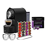 ChefWave Espresso Machine Compatible with Nespresso Capsules (Black) with 20-Count Intenso Dark Roast Coffee Capsules and Capsule Holder Bundle (2 Items)