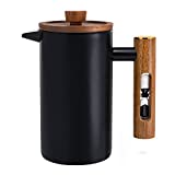 ChefWave Artisan Series Premium Quality French Press Coffee Maker Tea Brewer - Stainless Steel, Double Wall Thermal Insulated w/4 Filter Screens & Bamboo Wood Handle, 34 oz, for Home, Camping, Travel