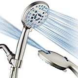 AquaCare AS-SEEN-ON-TV High Pressure 8-mode Handheld Shower Head - Anti-clog Nozzles, Built-in Power Wash to Clean Tub, Tile & Pets, Extra Long 6 ft. Stainless Steel Hose, Wall & Overhead Brackets