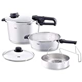 Fissler vitavit premium Pressure Cooker Set of 6 with Skillet, Glass-Lid and Insert, 6-Pieces, Induction
