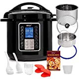 Deco Chef 10-in-1 Pressure Cooker 8QT, Digital, Instant, Rice Cooker, Saute, Slow Cook, Meats, Desserts, Soups, Stews, Includes Recipe Book, Tempered Glass Lid, Mitts, Grill Rack, and Steaming Basket