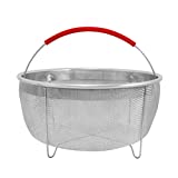 ExcelSteel 3.75 Qt, Rinse Drain Sift Sieve Kitchenware Perfect for Pressure Cookers Strainer Basket Insert, 8.25', Red