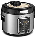 Gourmia GRC970 11-in-1 Digital 20-Cup Rice Cooker - Clear Glass Lid For Easy Viewing - Steam Tray - Delay Timer - Touch Controls - Stainless Steel Exterior - Recipe Book Included