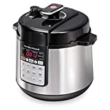 Hamilton Beach 34502 6 Qt Pressure Cooker with Unique Steam Release Button True Slow Cook Technology, Rice, Sauté, Egg and More, 10 Preset Programs, Stainless Steel