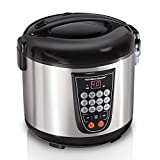 Hamilton Beach Digital Programmable Rice and Slow Cooker & Food Steamer, 20 Cups Cooked (10 Cups Uncooked), 14 Pre-Programmed Settings for Sear Saute, Hot Cereal, Soup, Nonstick Pot, Stainless Steel