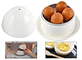 HOME-X Microwave Egg Boiler with Saucer for Hard-Boiled or Soft Boiled Eggs, Egg Microwave Cooker No Piercing Required, Dishwasher Safe-Up to 4 Eggs