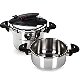 M MAGEFESA Prisma Easy to use super fast pressure cooker, 18/10 stainless steel, suitable for all types of cookers, including induction. (4Qts + 6Qts), Multicoloured, 01OPPRISN46
