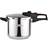 MAGEFESA PRACTIKA PLUS Super-Fast pressure cooker, 18/10 stainless steel, suitable induction, excellent heat distribution, 5-layer encapsulated heat diffuser bottom, 5 safety systems (6 QUART)