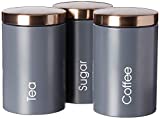 MegaChef Matte Gray Canister Set Collection, 3 Piece