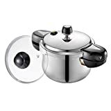 PN Poong Nyun Hi Clad Hive Stainless Steel Pressure Cooker with Glass Lid, 2.1-Quarts, Silver
