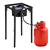 ROVSUN 100,000 BTU Portable Gas Camping Stove, Outdoor Propane Burner with 20psi Regulator, High Pressure Single Cooker Camp Cooking Home Brewing