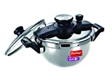 Prestige Clip On Stainless Steel Kadai Pressure Cooker with Glass Lid, 3.5-Liter