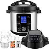 17-In-1 Instapot 6 Quart Electric Pressure Cooker Air Fryer Combo, 1500W Slow Cooker, Multicooker, Rice Cooker with Nesting Broil Rack/Two Detachable Lids, Smart LED Touchscreen, Recipe Book