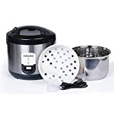 Tayama Stainless Steel Rice Cooker & Food Steamer 10 Cup, Black (TRSC-10R)