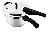 Super Quality Stainless Steel 304 Pressure Cooker, Six Over-pressure Safety Systems, Silver Color, One Extra Rubber Gasket, Gift Box, Mirror Polish, Three Layer Compound Bottom (6.7 QT (Dia 24 cm))