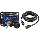 Westinghouse WGen7500 Portable Generator with Remote Electric Start - 7500 Rated Watts & 9500 Peak Watts & Reliance Controls PC3020 PC3020K Generator Power Cord, Black