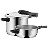 WMF Perfect Pressure Cooker Set 2-Piece 3L & 6.5L Perforated Insert with Trivet Insert Ø 22 cm Made in Germany Inside Scale Cromargan® Stainless Steel Suitable for Induction Hobs