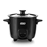 DASH Mini Rice Cooker Steamer with Removable Nonstick Pot, Keep Warm Function & Recipe Guide, 2 cups, for Soups, Stews, Grains & Oatmeal - Black