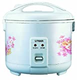 Tiger JNP-1000-FL 5.5-Cup (Uncooked) Rice Cooker and Warmer, Floral White