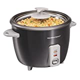 Hamilton Beach Rice Cooker & Food Steamer, 16 Cups Cooked (8 Uncooked), With Steam & Rinse Basket, Black (37517)