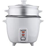 Brentwood TS-600S. Cup Rice Cooker with Steamer Attachment- White