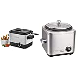Cuisinart CDF-100 Compact 1.1-Liter Deep Fryer, Brushed Stainless Steel - Silver & CRC-400 Rice Cooker, 4-Cup, Silver