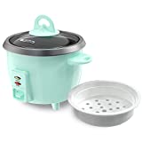 Mishcdea Mini Rice Cooker 3 Cups (Uncooked), Electric Rice Cooker Small with Removable Nonstick Pot & Food Steamer, 12H Automatic Keep Warm, for Rice, Soups, Stews, Grains, Oatmeal - Aqua