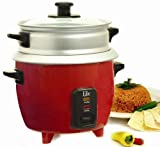 Elite Gourmet ERC-003ST-R MaxiMatic 3-Cup Rice Cooker with Glass Lid, Red
