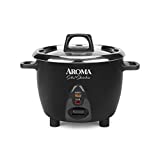 Aroma Housewares Select Stainless Rice Cooker & Warmer with Uncoated Inner Pot, 3-Cup(uncooked)/6-Cup(cooked)/ 1.2Qt, ARC-753SGB, Black