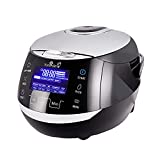 Yum Asia Sakura Rice Cooker with Ceramic Bowl and Advanced Fuzzy Logic (8 Cup, 1.5 Litre) 6 Rice Cook Functions, 6 Multicook Functions, Motouch LED Display, 120V Power (Black and Silver)