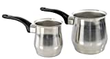 HOME-X Stainless-Steel Melting Pots-Set of 2, Mini Saucepans with Pouring Spout, Stovetop Milk Warmer, Turkish Coffee Maker, Gravy Warmer, Butter Melting Pot, Set of 2 Stainless Steel