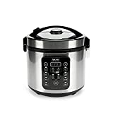 Aroma Housewares ARC-1120SBL SmartCarb Cool-Touch Stainless Steel Rice Multicooker Food Steamer, Slow Cooker with Non-Stick Inner Pot and Steam Tray, 20-Cup(cooked)/ 5Qt, Black