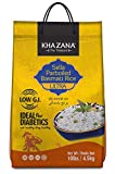Khazana Premium Ultra Long Parboiled Basmati Rice - 10lb Resealable Ziploc Bag | NON-GMO, Gluten-Free, Kosher & Cholesterol Free | Aged Aromatic, Flavorful, Authentic Grain From India