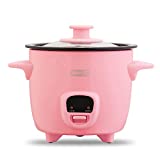 DASH Mini Rice Cooker Steamer with Removable Nonstick Pot, Keep Warm Function & Recipe Guide, 2 cups, for Soups, Stews, Grains & Oatmeal - Pink