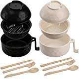 Okllen 2 Pack Microwave Ramen Cooker Bowl, Ramen Bowl with Lid Chopsticks Fork Spoon, Wheat Straw Instant Noodle Bowl for College Dorm Room Apartment, Essentials for Girls, Boys, Black and Beige
