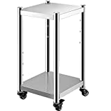 VEVOR Rice Warmer Stand 14' x 14' Restaurant Equipment Stand All Stainless Steel Sushi Warmer Stand Two Undershelf Commercial Kitchen Equipment Stand Rice Warmer Commercial with Wheels and Two Brakes
