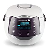 Reishunger Digital Rice Cooker and Steamer, White, Timer - 6 Cups - Premium Inner Pot, Spoon & Measuring Cup, Multi Cooker with 12 Programmes & 7-Phase Technology - 1-8 People